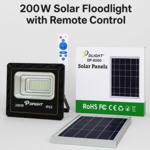 Dp Light 200W Solar Floodlight With Remote Control – DPLight DP-8200 IP65 Waterproof & Solar Panel Kit