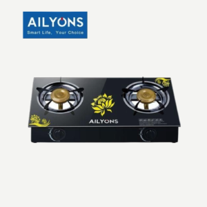 AILYONS 2 Burner Glass Top Gas Cooker & Double Burner, (1YR WRTY)