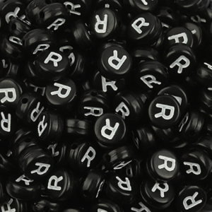 Black round Acrylic Alphabet Beads for Jewelry Making.