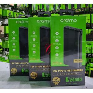 Oraimo Traveler 15 Flash OPB-1200 20,000mAh Power Bank – 15W Type-C Fast Charging With Dual Output