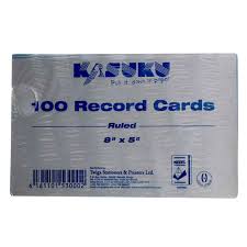Kasuku 100 Record Cards Ruled